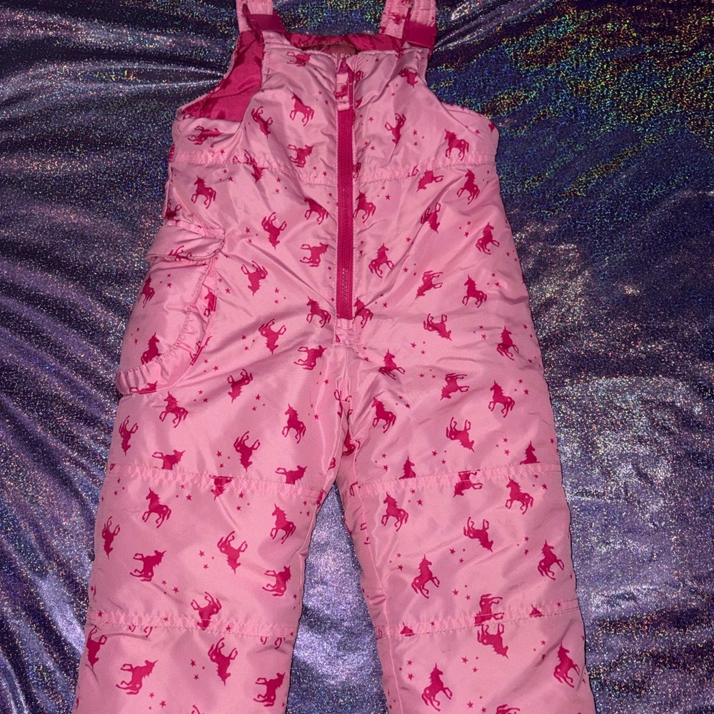 London Fog Pink Unicorn Snow Bib